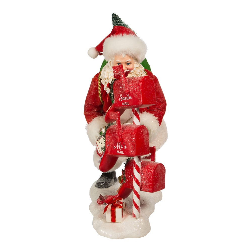 Kurt Adler 10.5-Inch Fabriché Santa Checking Mail